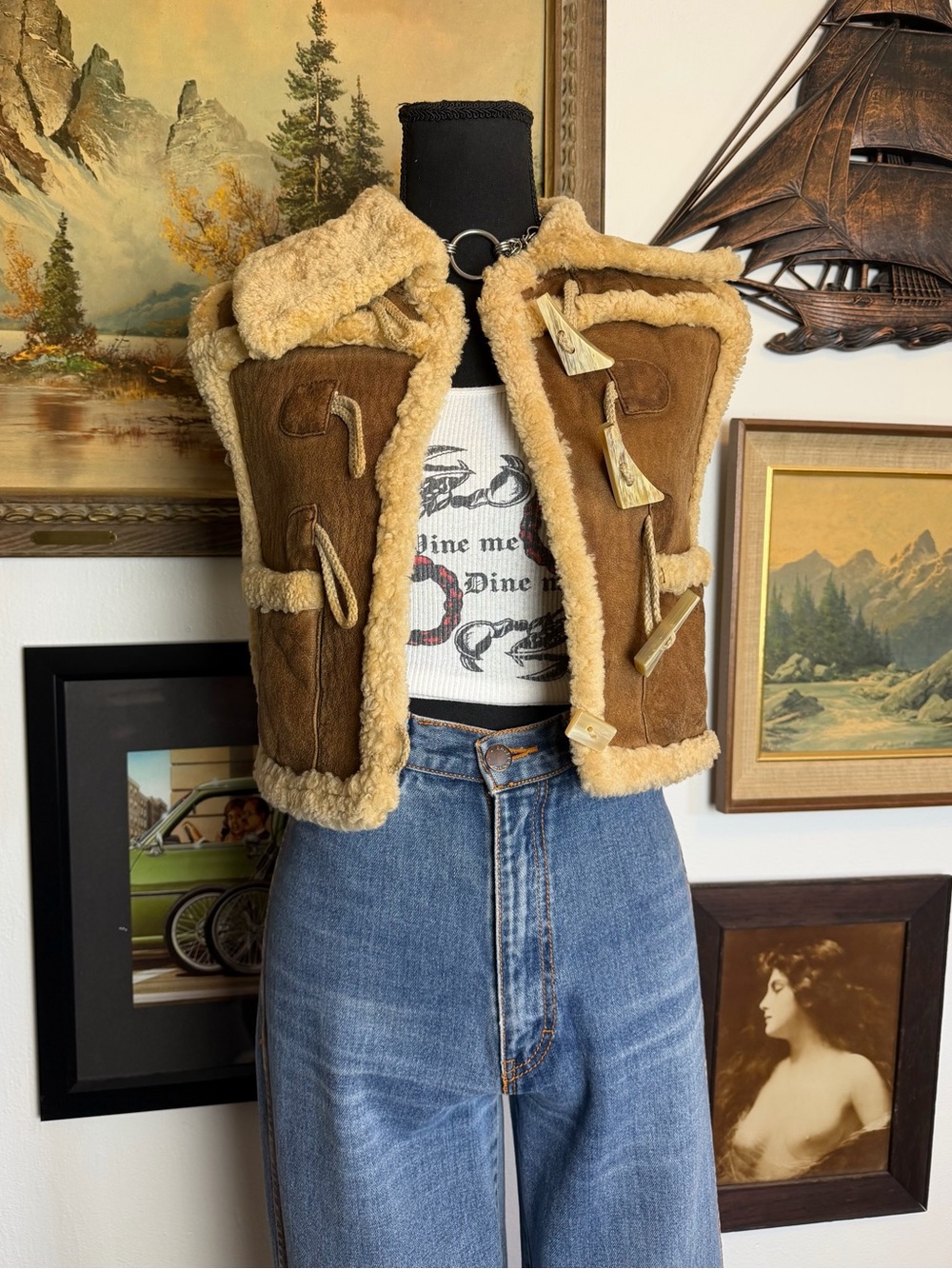Vintage SPORTMAX Suede and Shearling Vest XS-S